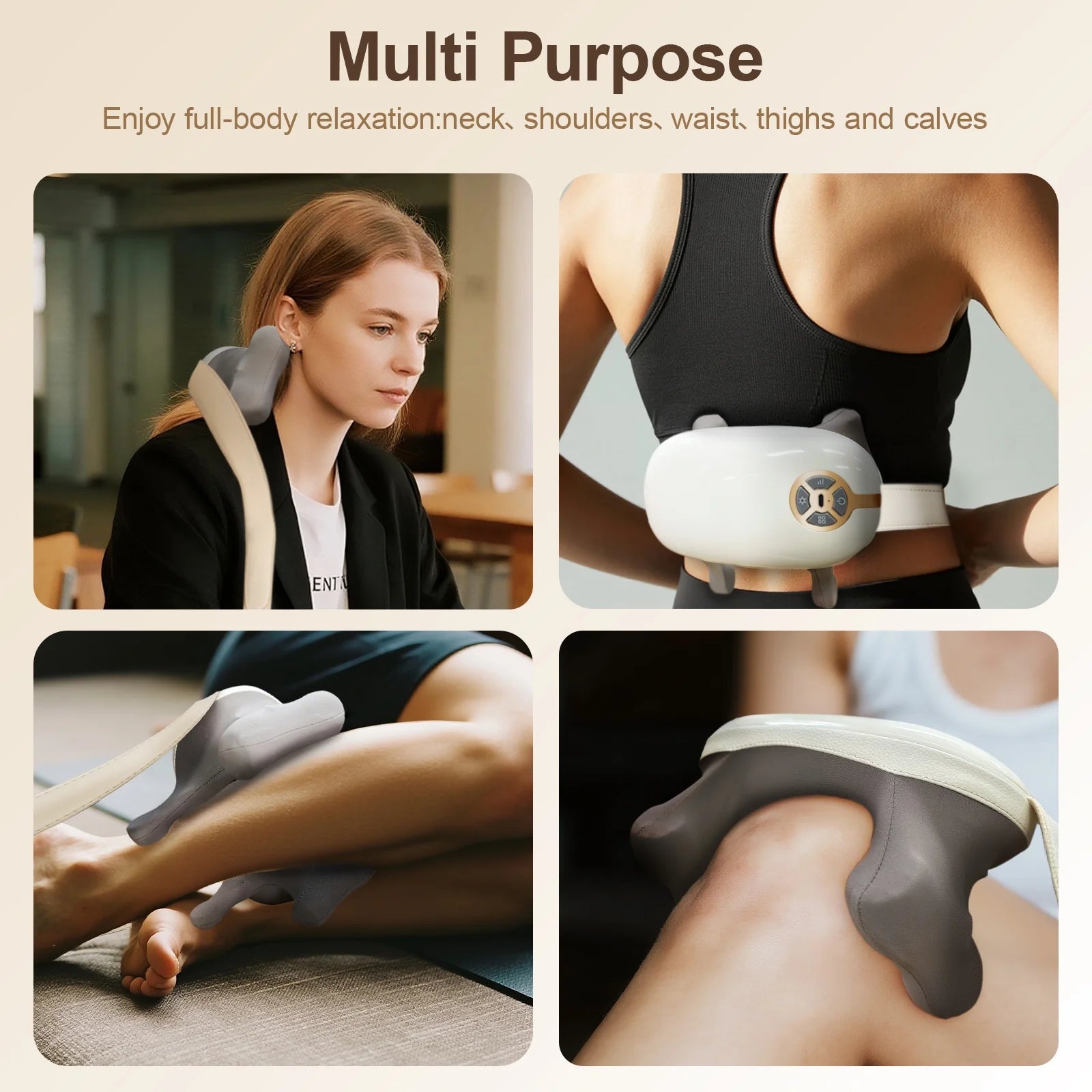 Brushless Neck Massager with Heat, Cordless 4D Professional Neck Massager for Pain Relief Deep Tissue, Ergonomic Kneading Back Shoulder Massagers with 2 Modes/Speeds, Fathers Day Gift