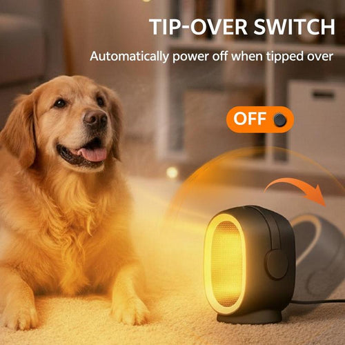 Portable Ceramic Heater with 2-Speed Energy Efficient Indoor Heater with Overheating & Tip over Safety for Home and Office Use