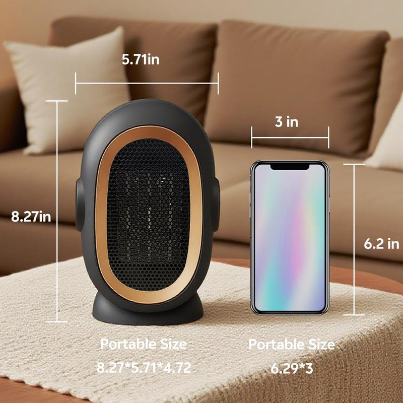 Portable Ceramic Heater with 2-Speed Energy Efficient Indoor Heater with Overheating & Tip over Safety for Home and Office Use