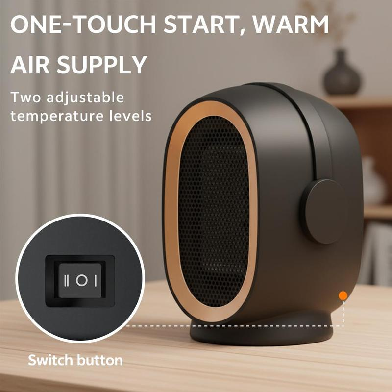 Portable Ceramic Heater with 2-Speed Energy Efficient Indoor Heater with Overheating & Tip over Safety for Home and Office Use