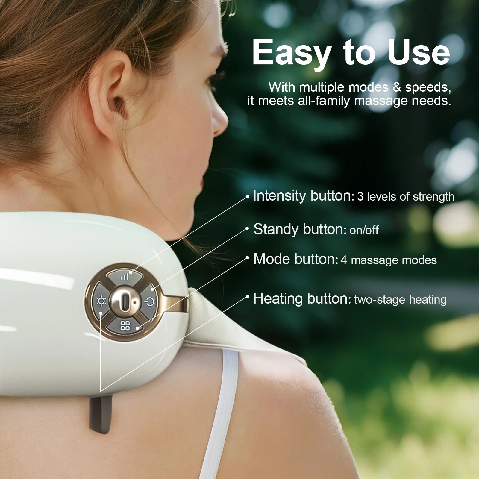 Brushless Neck Massager with Heat, Cordless 4D Professional Neck Massager for Pain Relief Deep Tissue, Ergonomic Kneading Back Shoulder Massagers with 2 Modes/Speeds, Fathers Day Gift